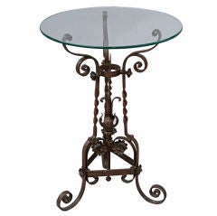 1920's Spanish Revival Wrought Iron and Glass Table