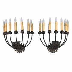 Antique 1920's Elegant Pair of Large, 7-Light Sconces