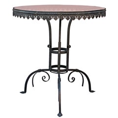 1920
s Iron Side Table with Glass Top