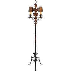 Wrought Iron Floor Lamp w/Thistle Motif