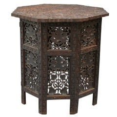 Carved Anglo-Indian Table With Leaf Motif Carved Anglo-Indian Table With Leaf Motif