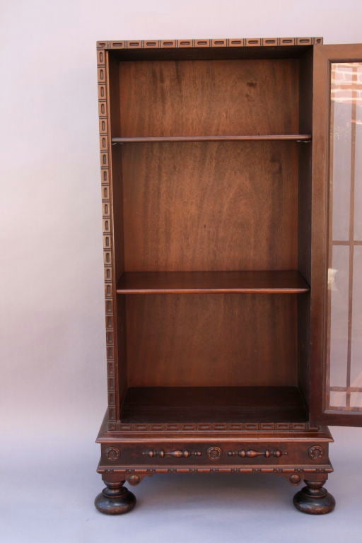 Carved 1920's Glass Front China Cabinet/Vitrine