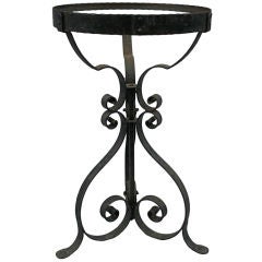 1920's Wrought Iron and Glass Side Table