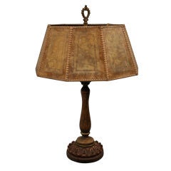 1920's Table Lamp with Two-Tone Laced Mica Shade