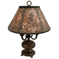 Adjustable 1920's Table Lamp w/ Mica Shade