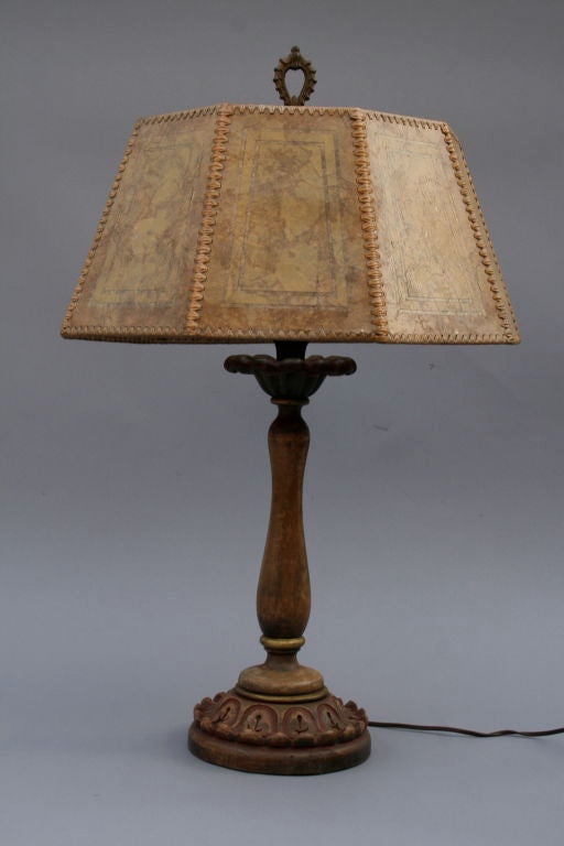 Spanish Revival Lamp With Original Mica Shade