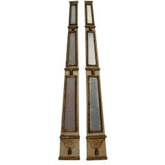 Pair of Gilded and Painted Mirrored Panels