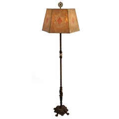 Antique 1920's Floor Lamp with Faceted Shade