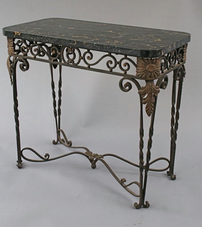 1920's Iron and Marble Side Table