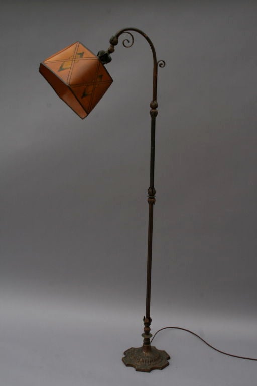 20th Century Bridge Lamp With Parchment Shade