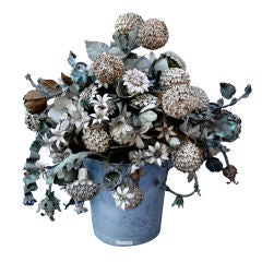 Very Large Four Feet Wide Flower Arrangement Of Tole Flowers