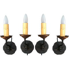 Set Of Four Brass And Iron Spanish Revival Sconces