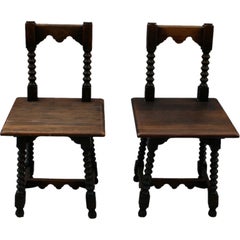 Pair of Small Spanish Revival Chairs Antique Pair of Small Spanish Revival Chairs