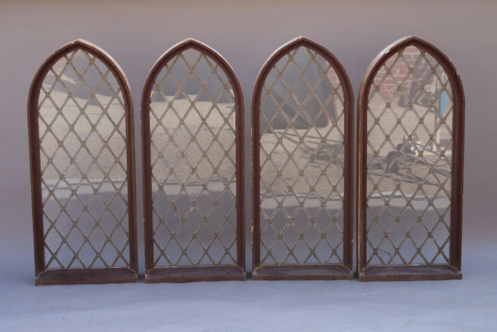 Set Of Four Ached Stained Glass Windows From Dean Martin's House In Good Condition In Pasadena, CA