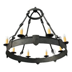 Antique 1 of 3 Large Scale Wrought Iron Chandelier