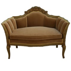 Antique Elegant French Settee with Channeled Back