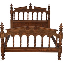 Antique Revival Era Bed Frame by Angelus Furniture, Los Angeles
