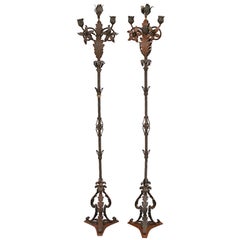 Pair of 19th Century Wrought Iron Torchieres