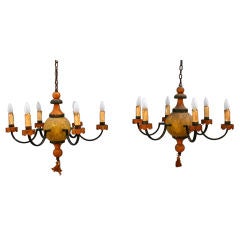 Italian Painted Wood and Iron Chandelier-ONE available Italian Painted Wood and Iron Chandelier-ONE available