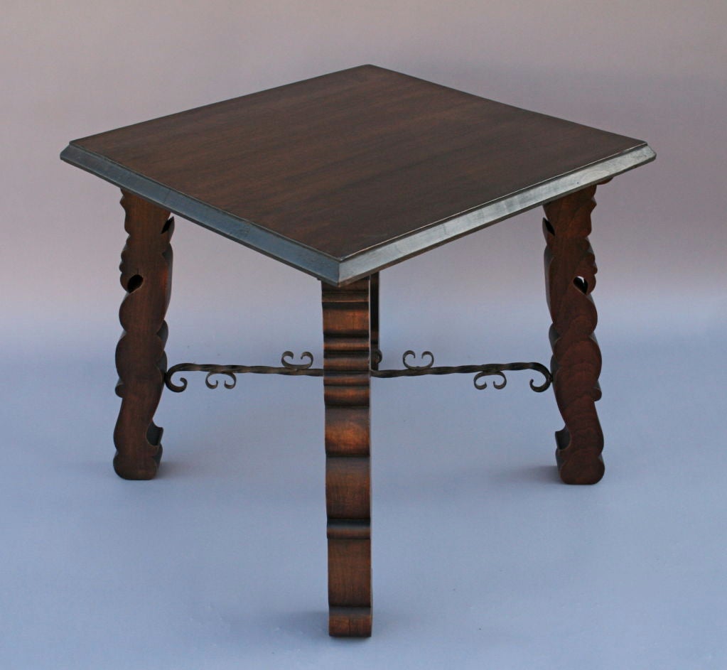 American 1920's Spanish Revival Lamp Table / Card Table
