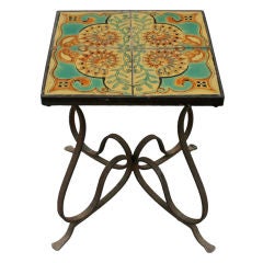 Antique Fantastic Wrought Iron California Tile Table