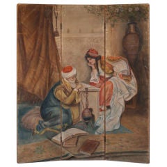 1920's Moorish Themed Hand Painted Screen