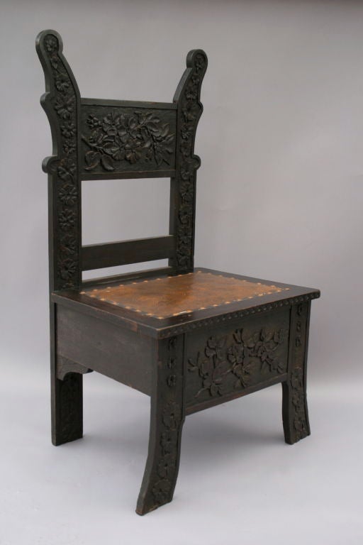 American Carved Arts and Crafts Side Chair For Sale