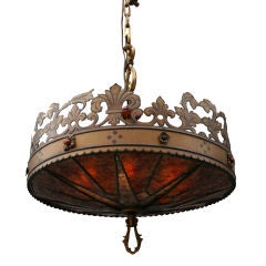 Antique Exceptional Circular Chandelier with Two-Tone Mica