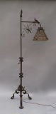 Antique Exceptional Wrought Iron Bridge Lamp with Dragon