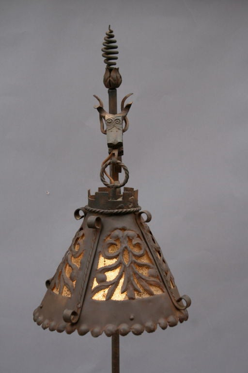American Exceptional Wrought Iron Bridge Lamp with Dragon