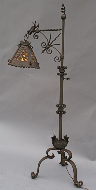 Exceptional Wrought Iron Bridge Lamp with Dragon 3