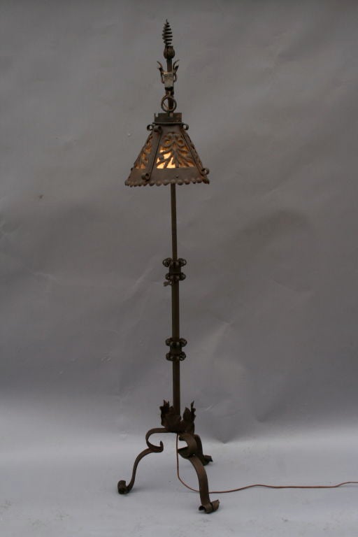 Exceptional Wrought Iron Bridge Lamp with Dragon 4