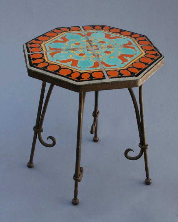 Octagonal Wrought Iron Tile Table by D&M