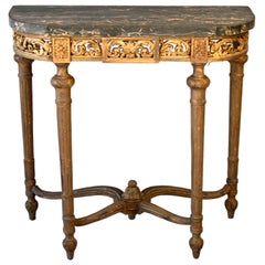 Carved Italian Console With Faux Marble Top Carved Italian Console With Faux Marble Top