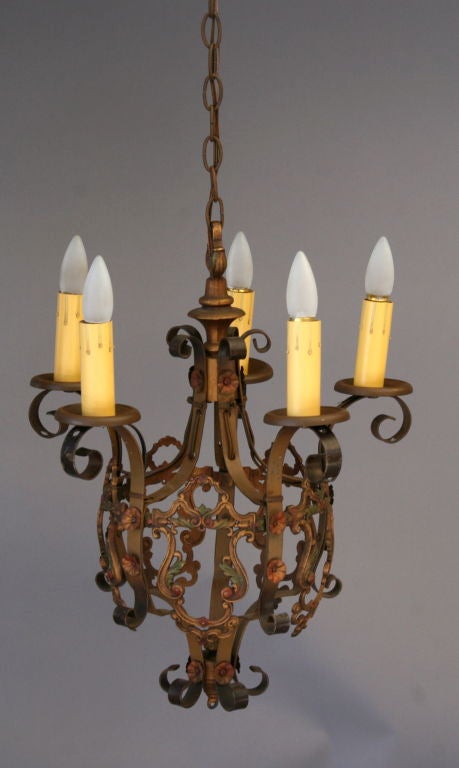 American 1920's Polychrome Chandelier For Sale