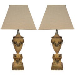 Pair of Italian Painted Tole Lamps