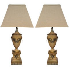 Pair of Italian Painted Tole Lamps