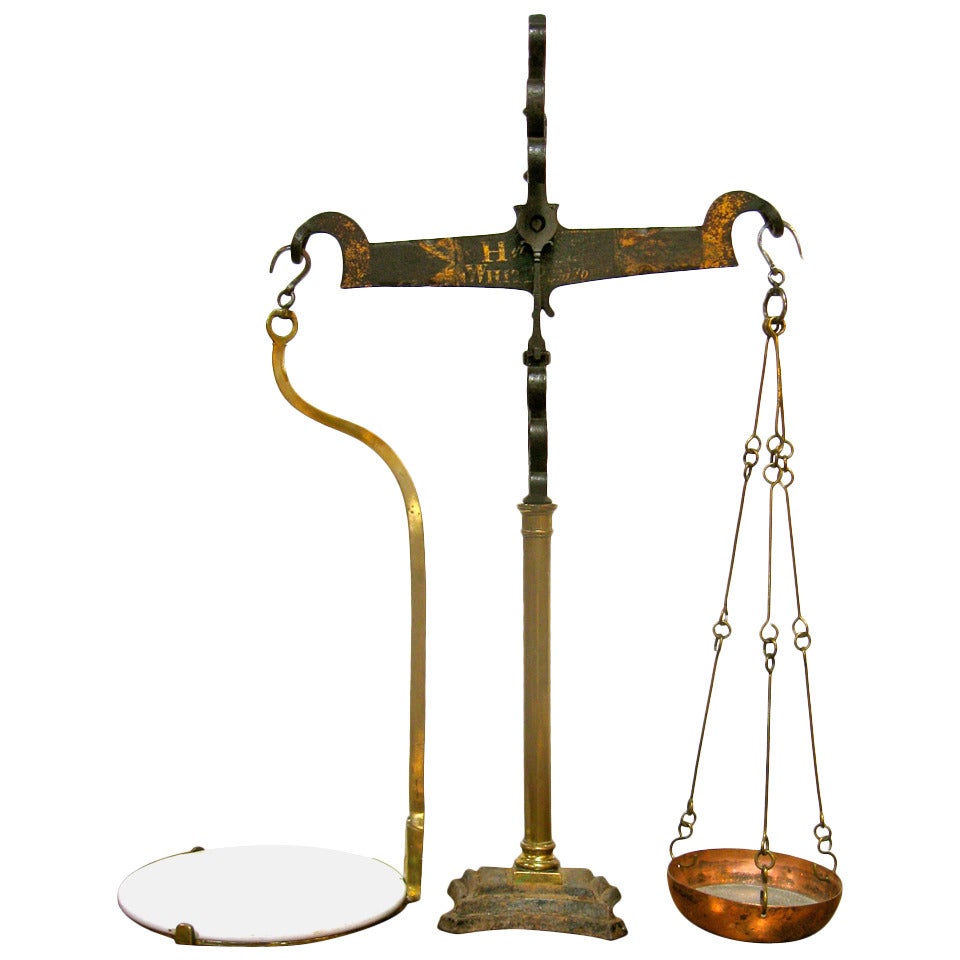 Large Brass and Iron Scale at 1stdibs