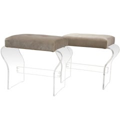 Pair of Vintage Lucite Stool / Benches