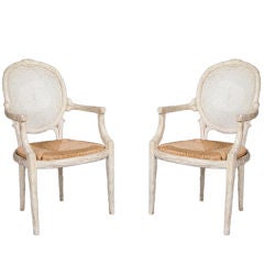 PAIR of Faux Bois Open Arm Chairs