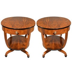 Pair Rosewood Oval Side Tables