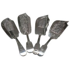 A Selection of Four Sterling Silver Fish Slices circa 1806-1840