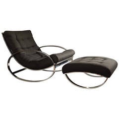 Renato Zevi Ellipse Rocking Chair and Ottoman