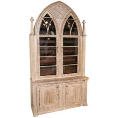 Gothic English Bleached Mahogany Cabinet