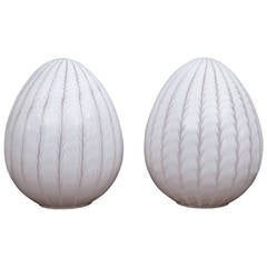 Pair of Midcentury Murano Egg Lamps