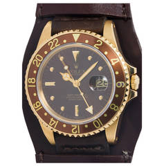 Rolex Yellow Gold Transitional GMT-Master Wristwatch Ref 16758 circa 1984