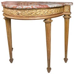 18th Century Giltwood Marble-Top D-Shaped Console Table
