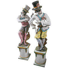Pair of Glazed Terra Cotta Masqueraders 8
