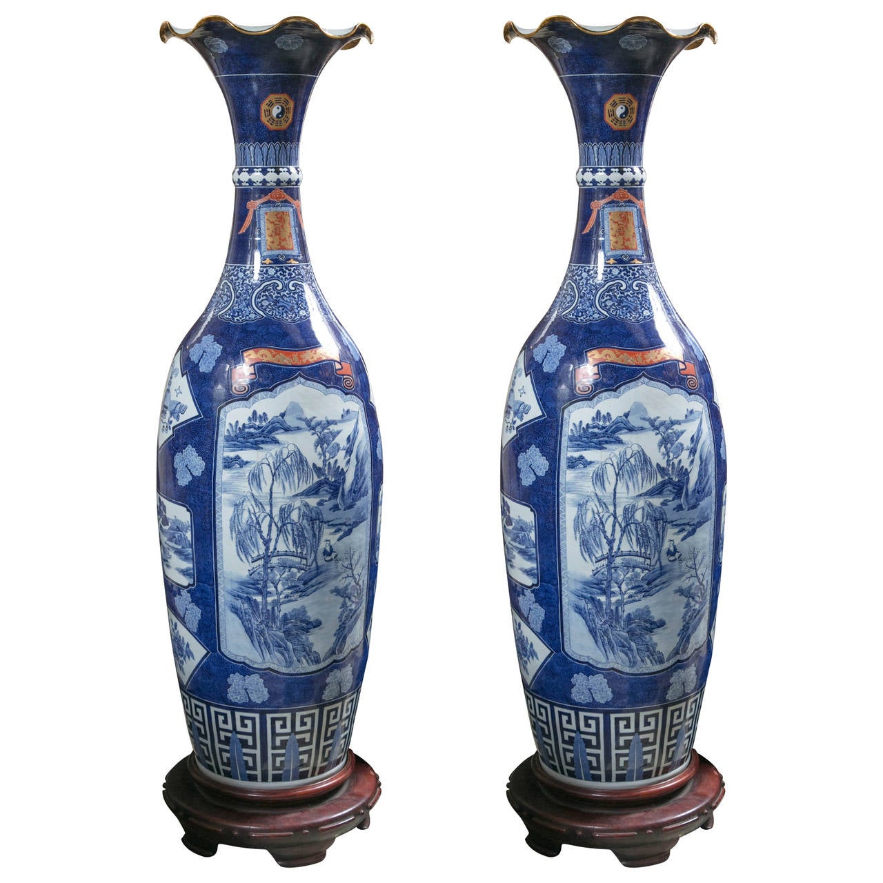 Monumental Pair of Japanese Porcelain Floor Vases at 1stdibs