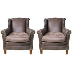 Pair of Ralph Lauren Leather Club Chairs